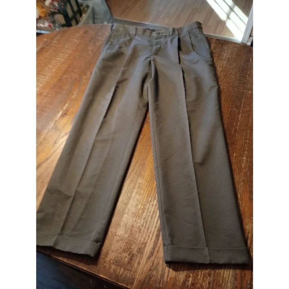38x33 Dockers Relaxed Fit Grey Pleated Cuffed Hem Casual Dress Pants Trousers